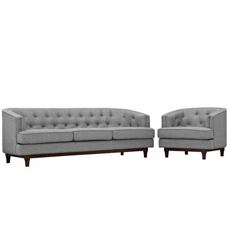 MODWAY FURNITURE Coast Living Room Sofa Set, Light Gray - Set of 2 EEI-2450-LGR-SET